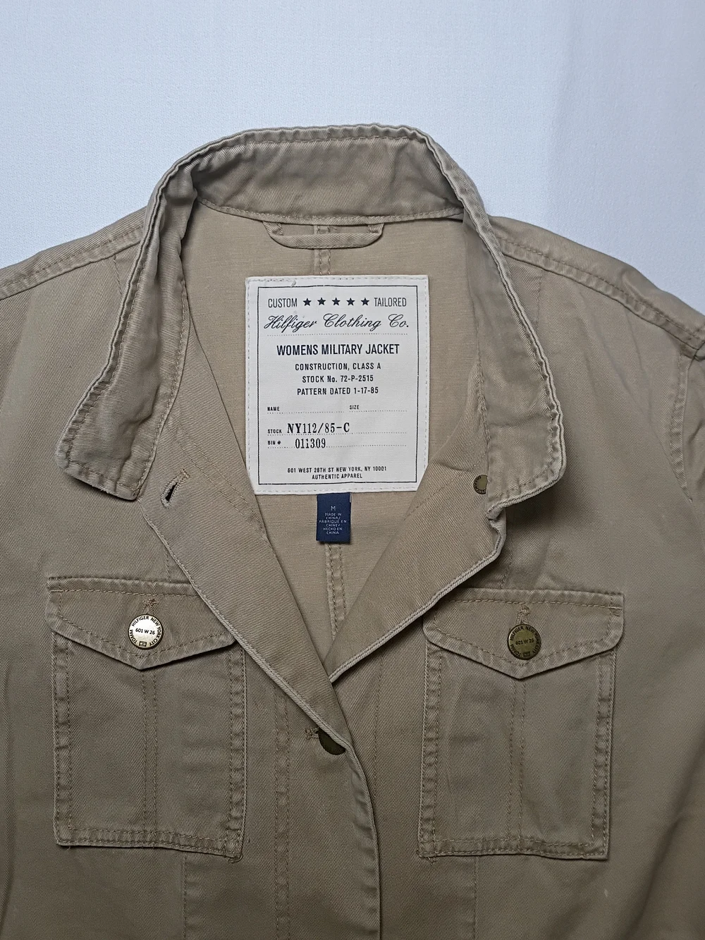 Y2K Tommy Hilfiger Womens Military Jacket Medium Khaki Cotton Twill Field Safari
